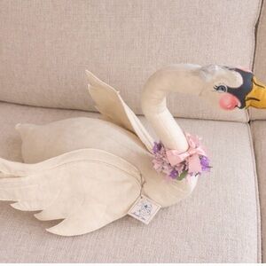 Annalee Spring Elegant Cream Swan Plush with Pink and Purple Accents